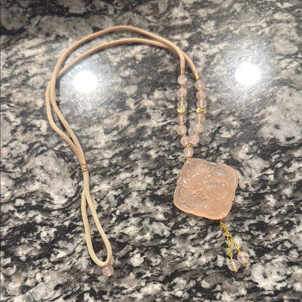 Elegant Pink Jade Pendant Necklace
